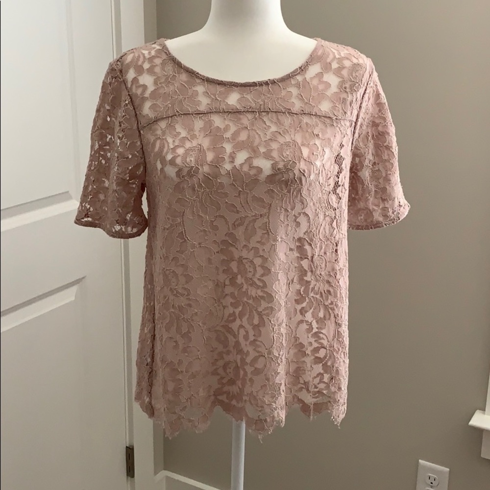 LOFT blush lace blouse